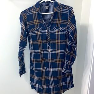 navy flannel plaid dress